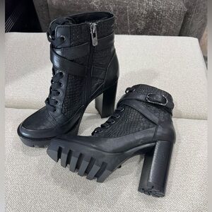 Black Chunky Heel Ankle Boots